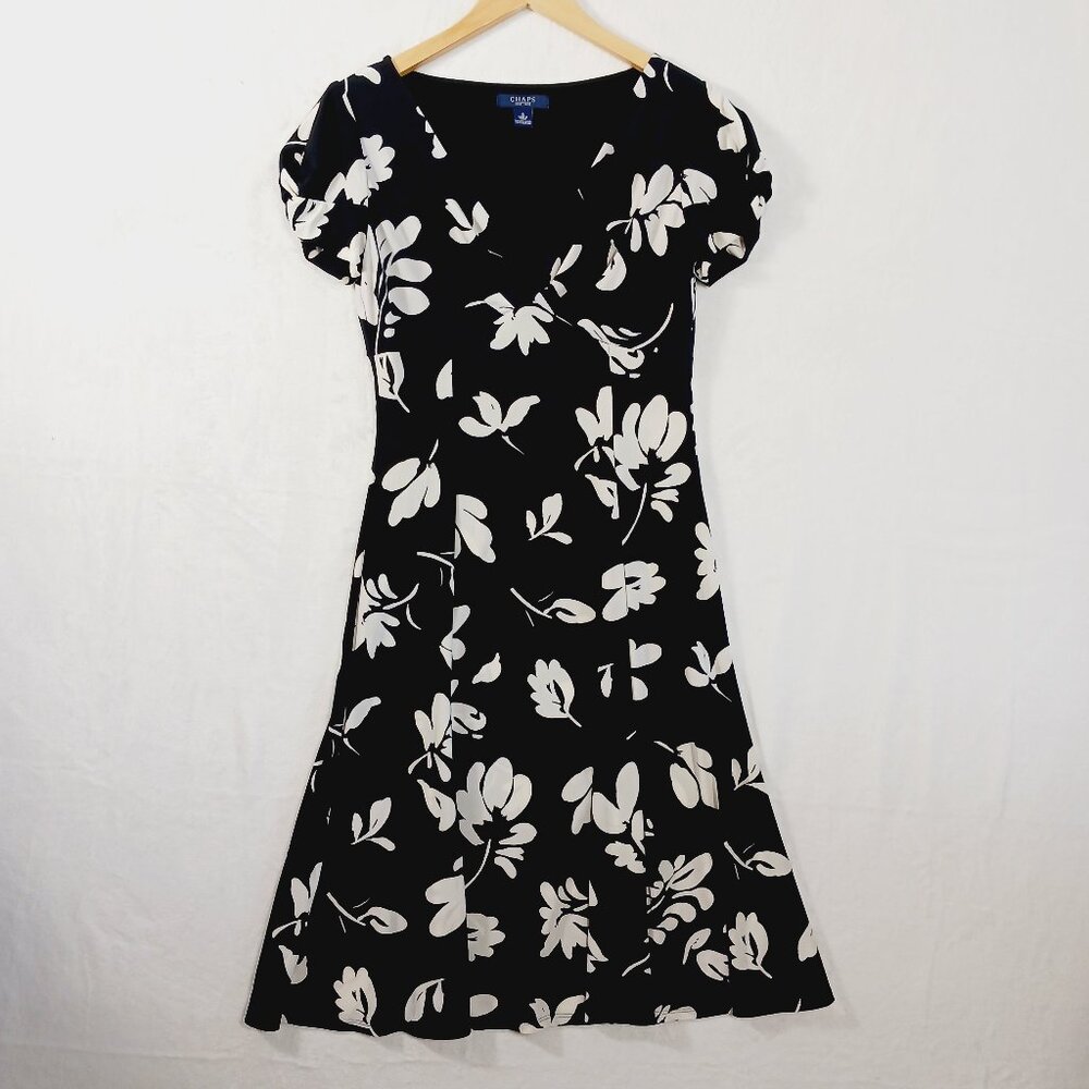 Chaps, Jitterbug Style Dress, Black/White, Size Small, Retro Style, A line flair - Picture 3 of 14